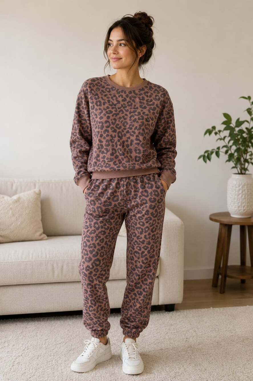 Grayson Threads Size XS Women's Leopard Print Two-Piece Loungewear Set